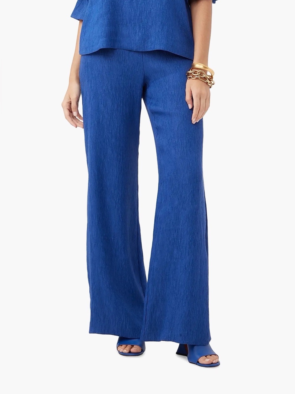 Trina Turk Long Weekend Plissé Pull-On Pants Admiral Blue NWT 6 $268
